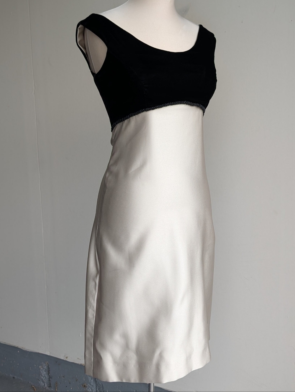 Vintage 90s Alfred Angelo Velvet Satin Empire Waist Cocktail Dress